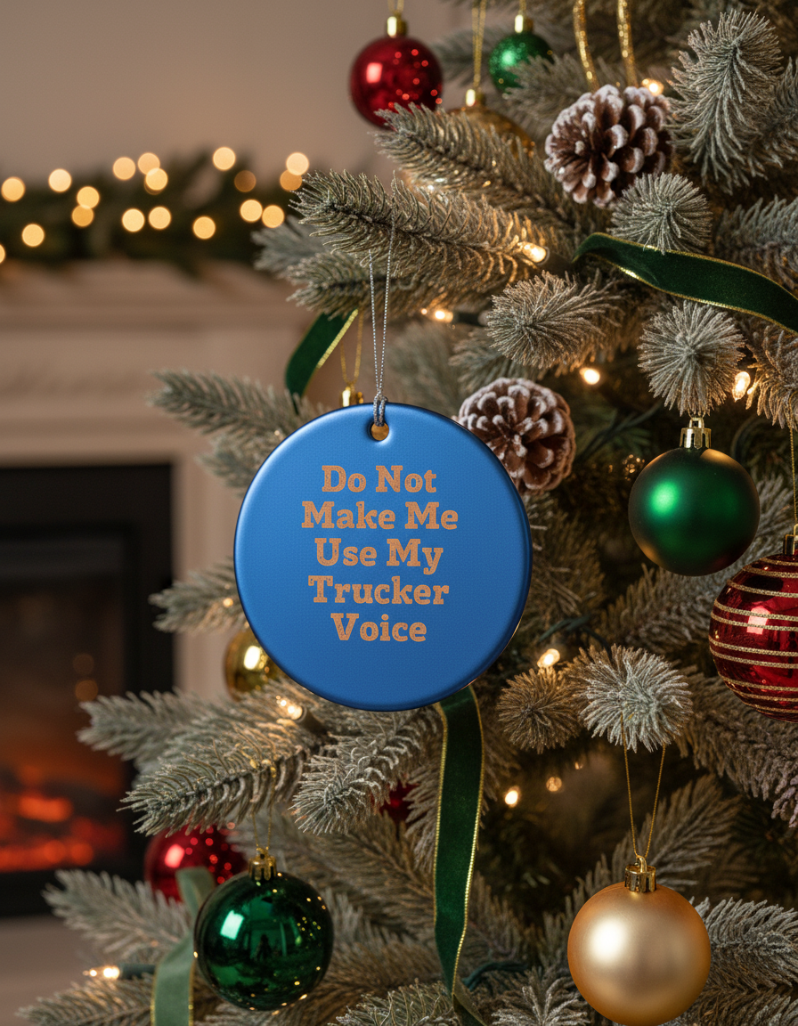 [2D FLAT ACRYLIC] Funny Trucker Christmas Ornament | Do Not Make Me Use My Trucker Voice | Truck Driver Gift