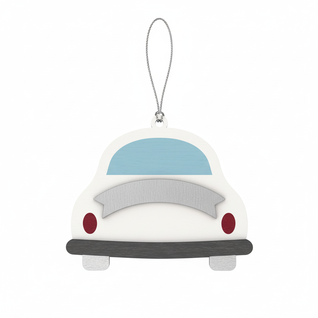 [2D FLAT ACRYLIC] Classic Car Christmas Ornament | White Car Holiday Decoration | Vintage Auto Gift 2025