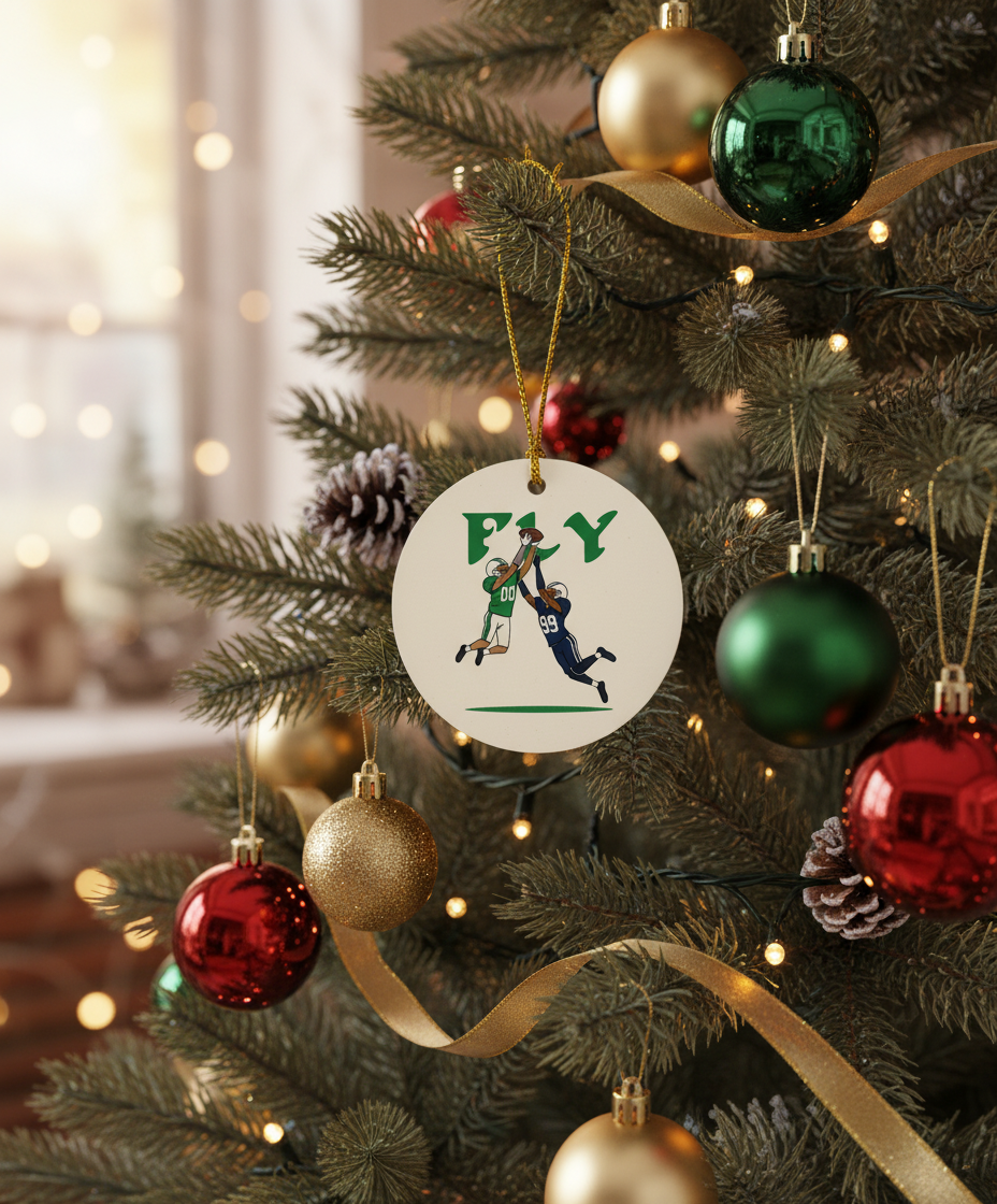 [2D FLAT ACRYLIC] Saquon Barkley Hurdle Play Football Christmas Ornament – Iconic Eagles Fan Gift