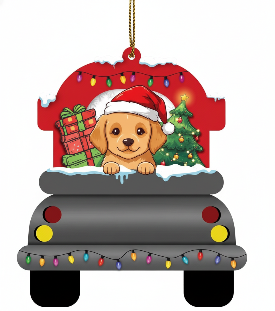 [2D FLAT ACRYLIC] Charming Pitbull Dog Christmas Ornament | Holiday Keepsake & Dog Lover Gift
