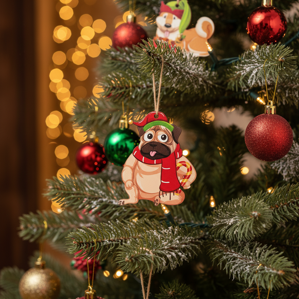 [2D FLAT ACRYLIC] Dog Christmas Ornament | Cute Holiday Decor & Dog Lover Gift
