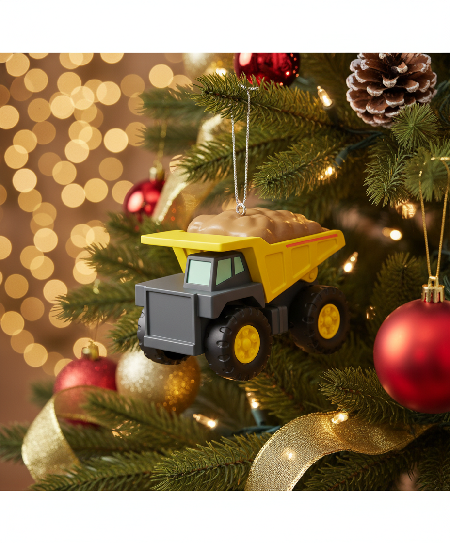 [2D FLAT ACRYLIC] Red Truck Christmas Ornament with Tree | Vintage Trucker Gift for Holiday Decor