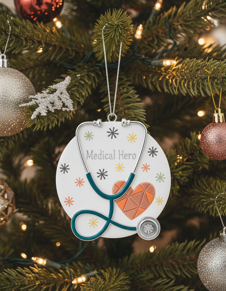 [2D FLAT ACRYLIC] Doctor Stethoscope Christmas Ornament – Heartfelt "Lifesaver" Holiday Gift