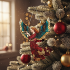 [2D FLAT ACRYLIC] Angel with Trumpet Suncatcher – Whimsical Christmas Ornament & Window Decor