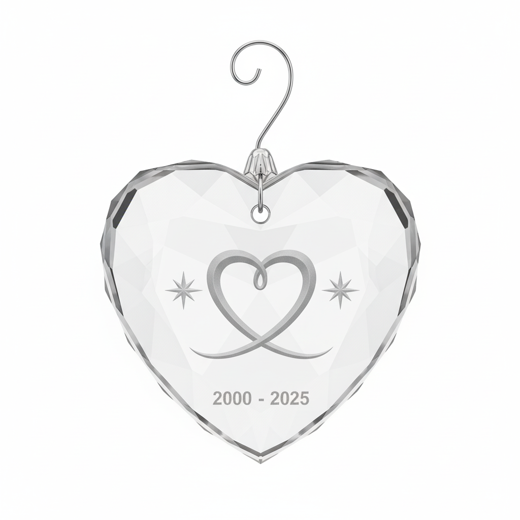 [2D FLAT ACRYLIC] 25th Silver Anniversary Heart Ornament 2025 – Wedding Gift for Couples