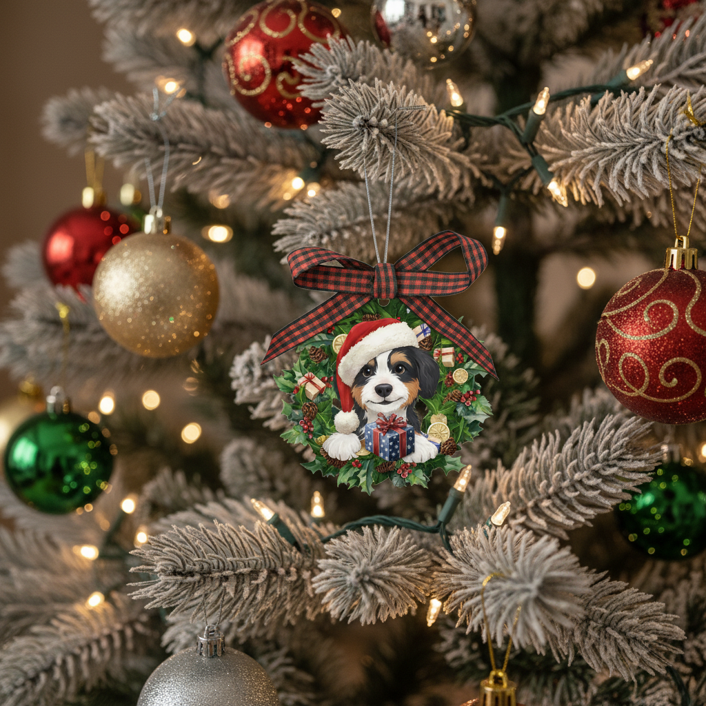 [2D FLAT ACRYLIC] Charming Aussiedoodle Christmas Ornament – Holiday Gift for Dog Lovers