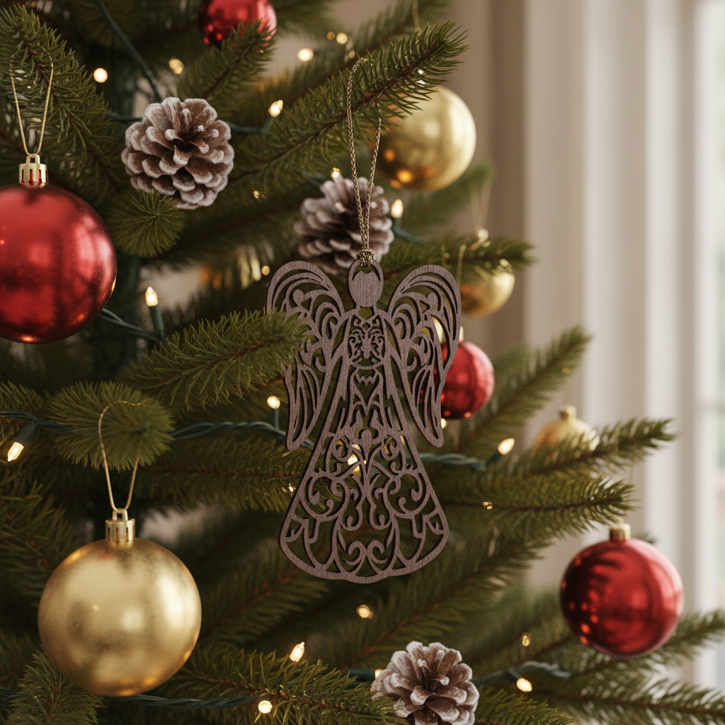 [2D FLAT ACRYLIC] Christmas Angel SVG Laser Cut Files – Digital Ornament & Tree Topper Template