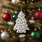 [2D FLAT ACRYLIC] Funny Christmas Tree Snack Cake Ornament – Handmade Polymer Clay Holiday Decor