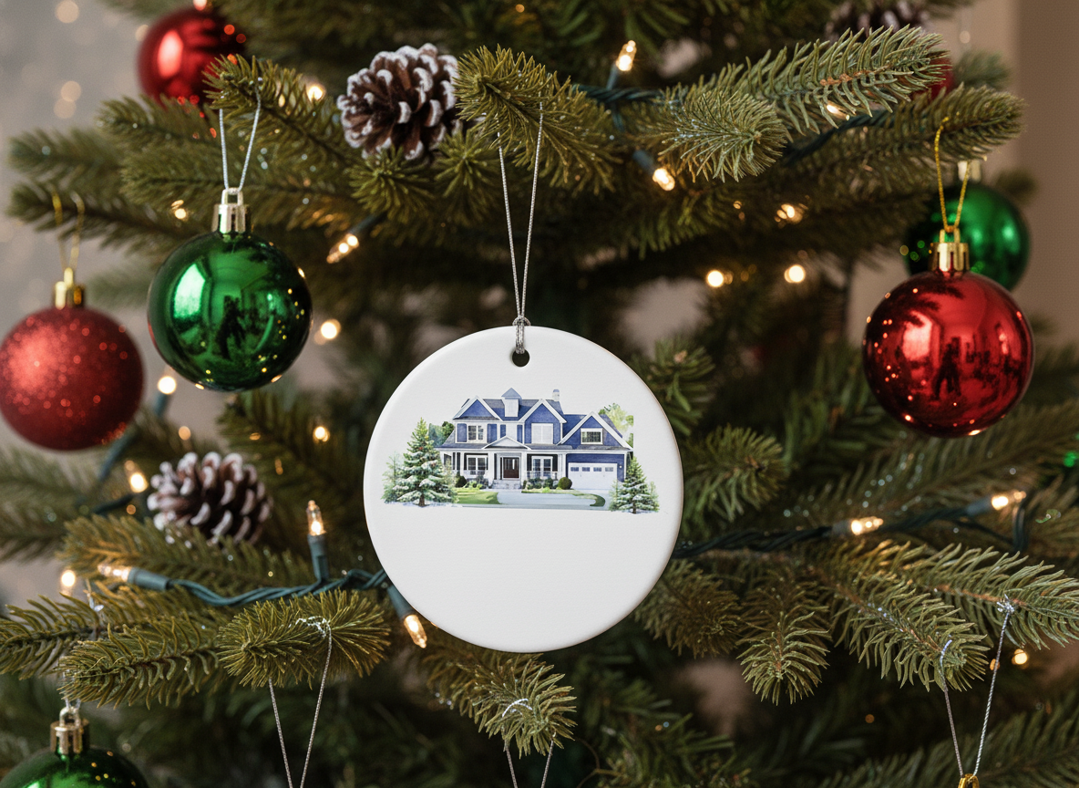 [2D FLAT ACRYLIC] Personalized New Home Photo Ornament – Custom Housewarming Christmas Gift