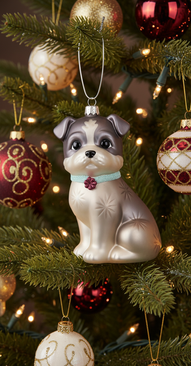 [2D FLAT ACRYLIC] Cairn Terrier Glass Christmas Ornament | Hand-Blown Holiday Tree Decor