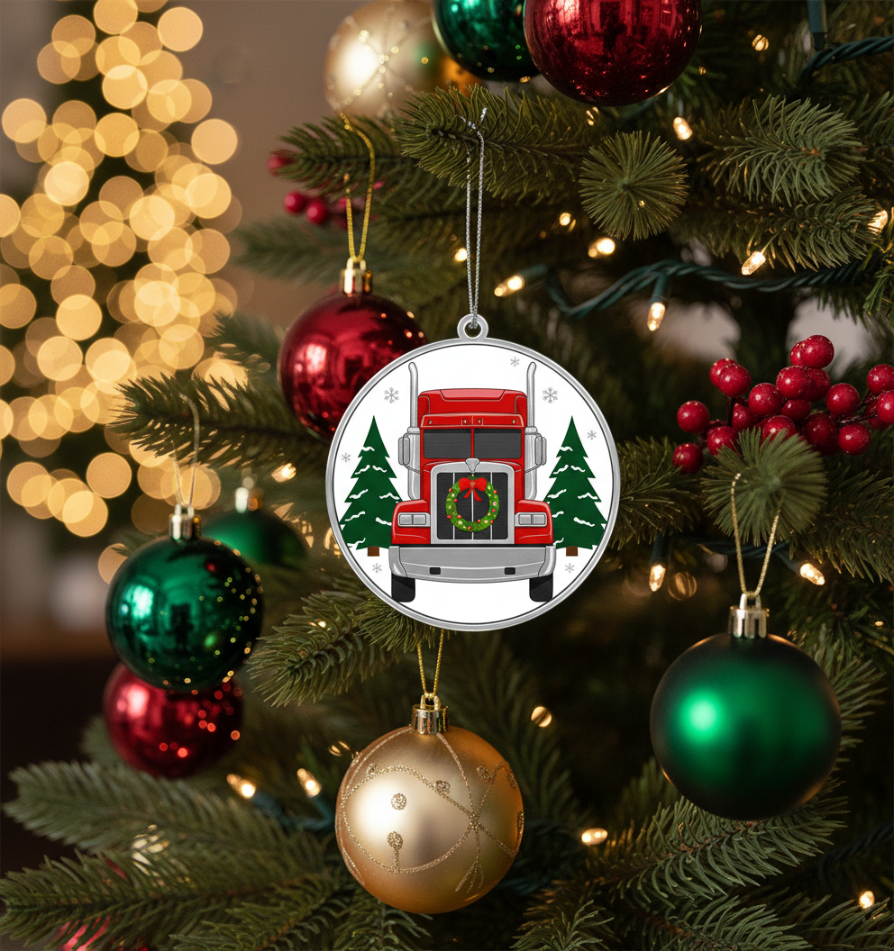 [2D FLAT ACRYLIC] Funny Trucker Christmas Ornament | Unique Wooden Holiday Decor & Truck Driver Gift