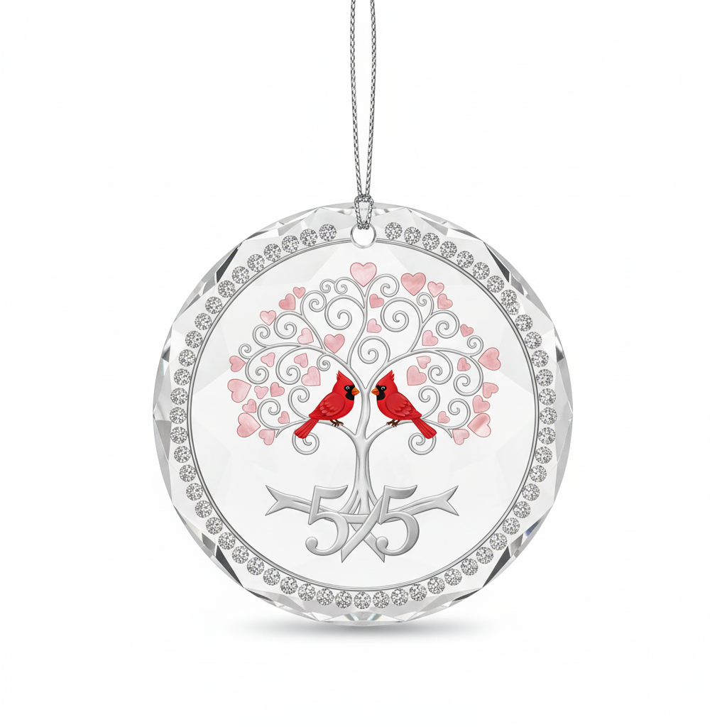 [2D FLAT ACRYLIC] 55th Emerald Anniversary Glass Ornament – Keepsake Gift for Parents & Couples