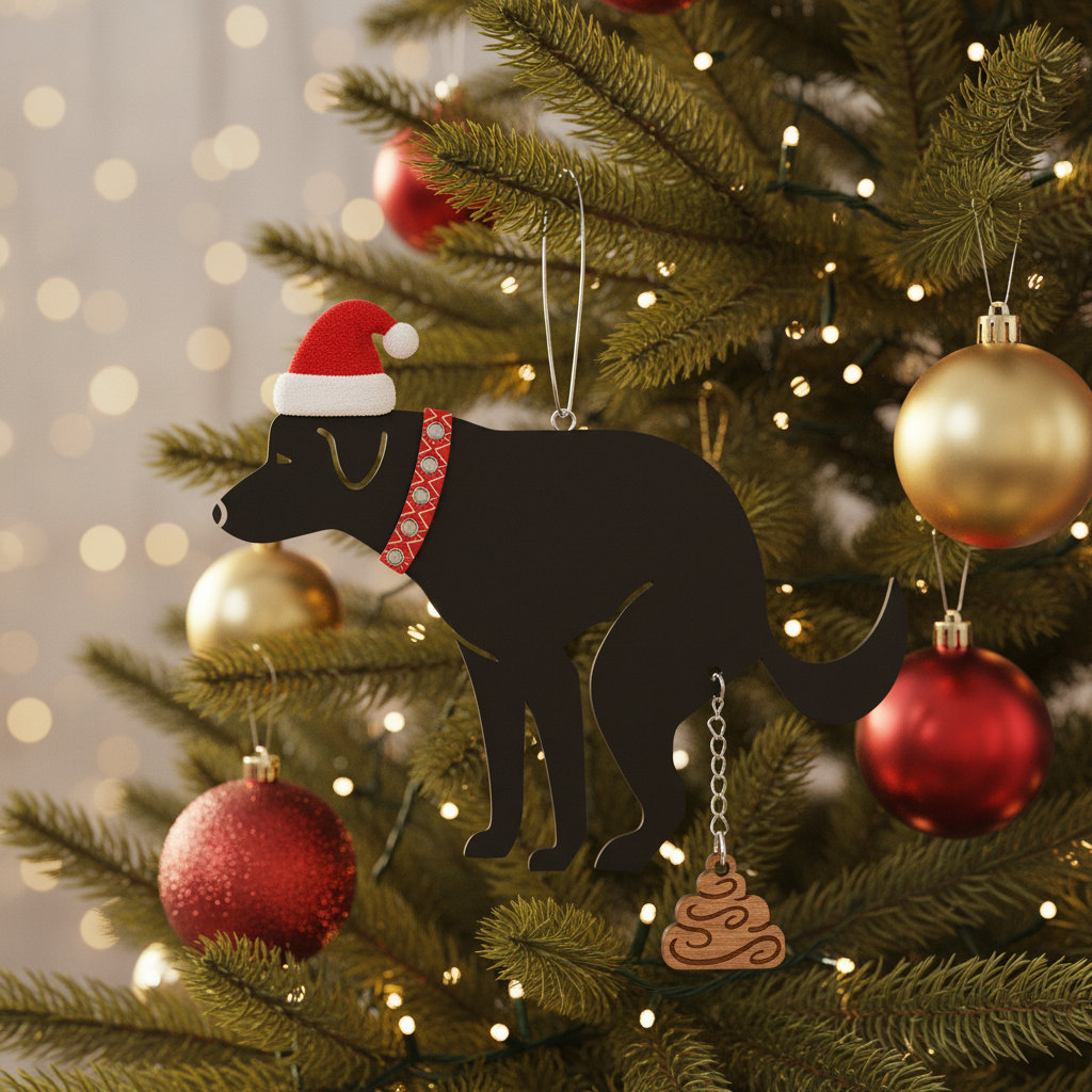 [2D FLAT ACRYLIC]  Black Labrador Christmas Dog Ornament – Funny Pet Ornament for Christmas Tree, Cute Dog Lover Gift, Holiday Home Decoration