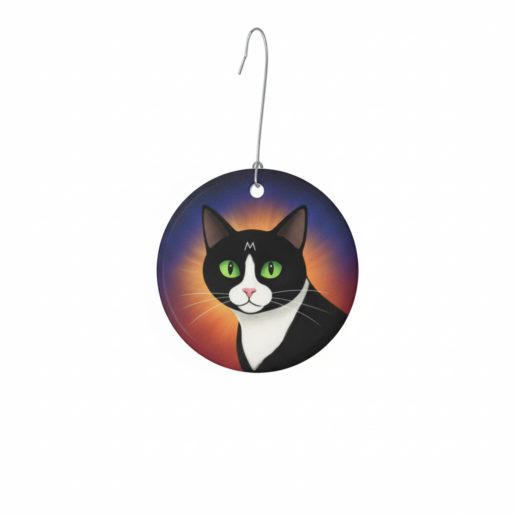 [2D FLAT ACRYLIC] Personalized Tuxedo Cat Stained Glass Ornament – Double-Sided Ceramic Holiday Decor