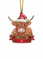 [2D FLAT ACRYLIC] American Highland Cow Ornament – Christmas Tree & Car Decor Gift