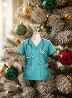 [2D FLAT ACRYLIC] Charming Blue Nurse Scrubs Ornament – Holiday Gift for Healthcare Workers