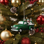 [2D FLAT ACRYLIC] Personalized Family Christmas Ornament | Red Truck Holiday Decor with Custom Names