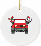 [2D FLAT ACRYLIC] Red Truck Christmas Ornament with Jack Skellington & Grinch | Holiday Decor Gift