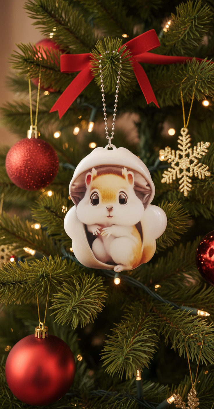 [2D FLAT ACRYLIC] Adorable Squirrel Car Hanging Ornament – 2D Acrylic Charm for Rearview Mirror & Decor