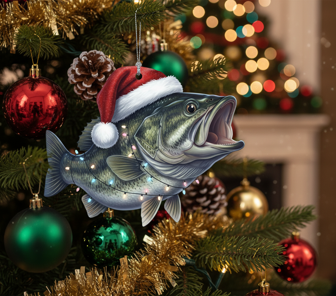 [2D FLAT ACRYLIC] Largemouth Bass Fishing Christmas Ornament – Keepsake Gift for Anglers