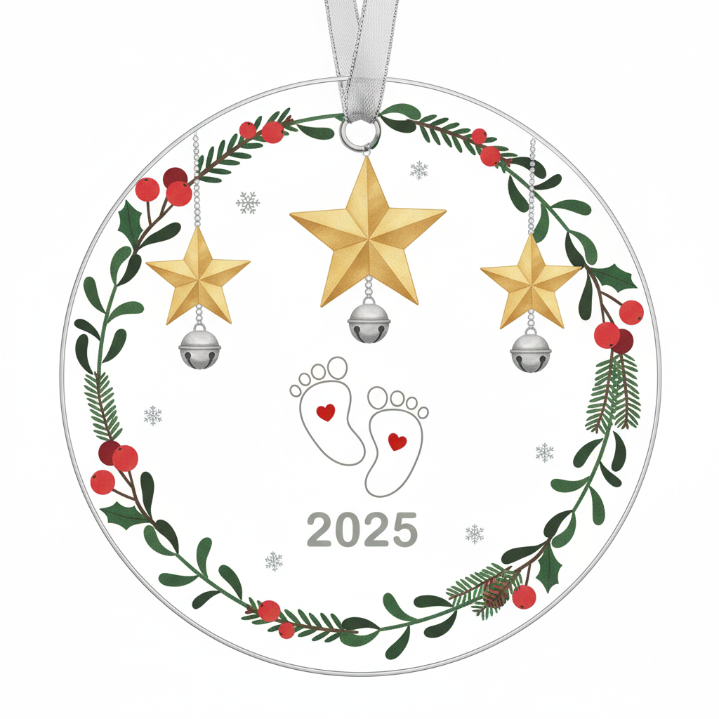 [2D FLAT ACRYLIC] Baby Bump's First Christmas Ornament 2025 – Gift for Expecting Parents
