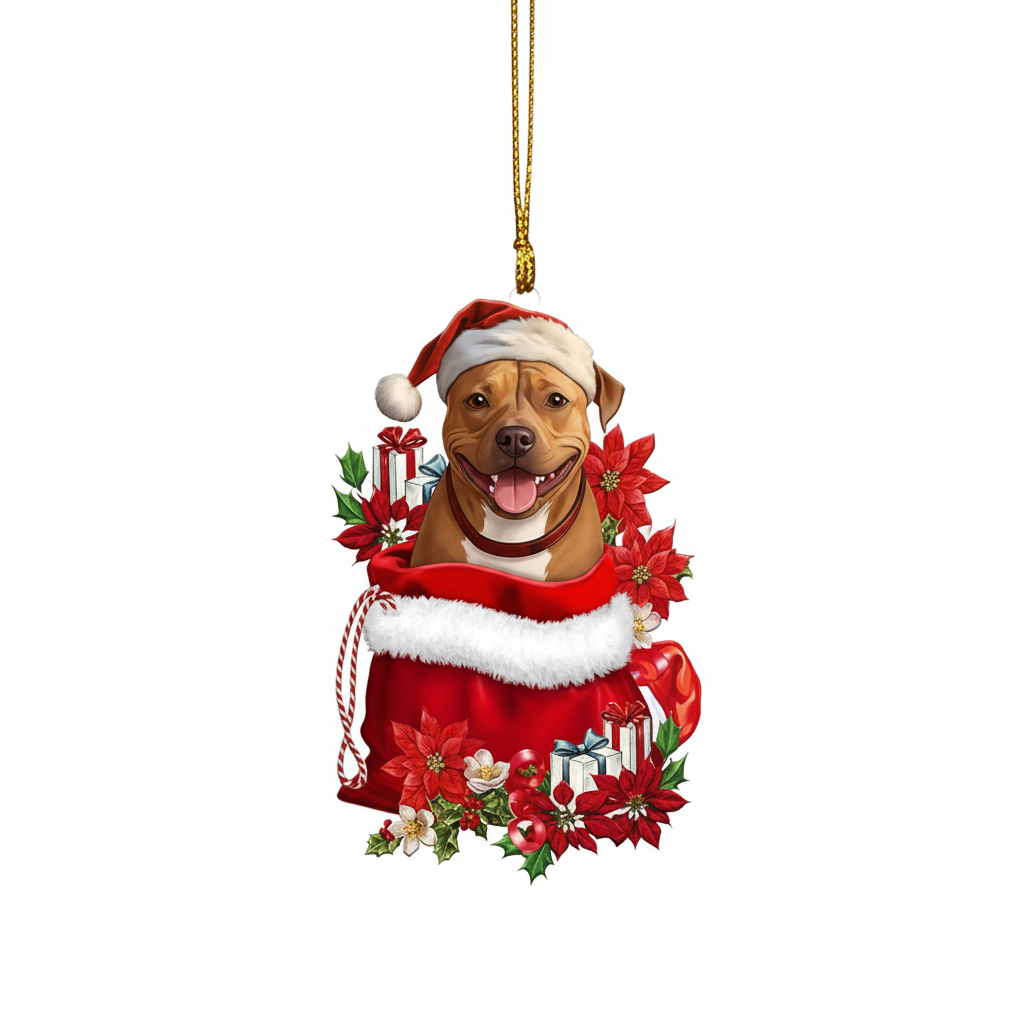 [2D FLAT ACRYLIC] Staffordshire Bull Terrier Christmas Ornament – Festive Staffie Dog Lover Gift