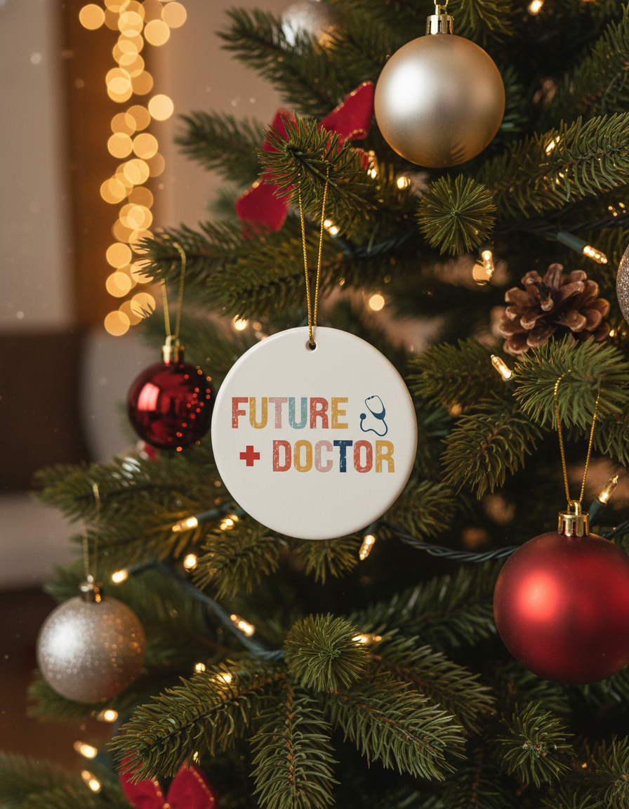 [2D FLAT ACRYLIC] Doctor Christmas Ornament – Ceramic Keepsake Gift for Medical Professionals