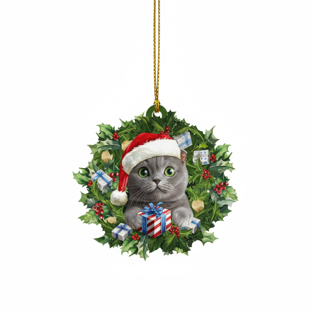 [2D FLAT ACRYLIC] Rustic Cow Ear Tag Christmas Ornament – Farmhouse Holiday Decor for Cow Lovers