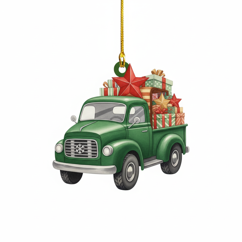 [2D FLAT ACRYLIC] Semi Truck Christmas Ornament | Unique Truck Driver Gift & Holiday Decor