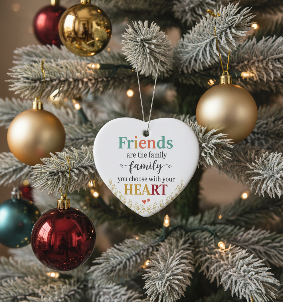 [2D FLAT ACRYLIC] 'Friends Are The Family We Choose' Christmas Ornament – Heartfelt Friendship Gift for Best Friends
