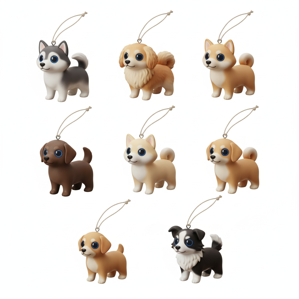 [2D FLAT ACRYLIC] Dog Christmas Ornaments | Assorted Puppy Figurines for Holiday Tree Decor