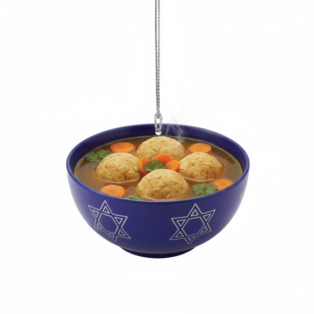 [2D FLAT ACRYLIC] Funny Matzo Ball Soup Ornament – Jewish Holiday Decor & Hanukkah Gift Idea