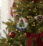 [2D FLAT ACRYLIC] 2025 Stained Glass Style Christmas Ornament – Fun Acrylic Holiday Keepsake Gift