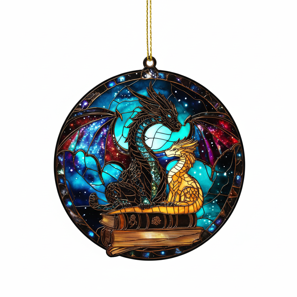 [2D FLAT ACRYLIC] Fourth Wing Dragon Suncatcher – Acrylic Stained Glass Style Bookish Decor Gift