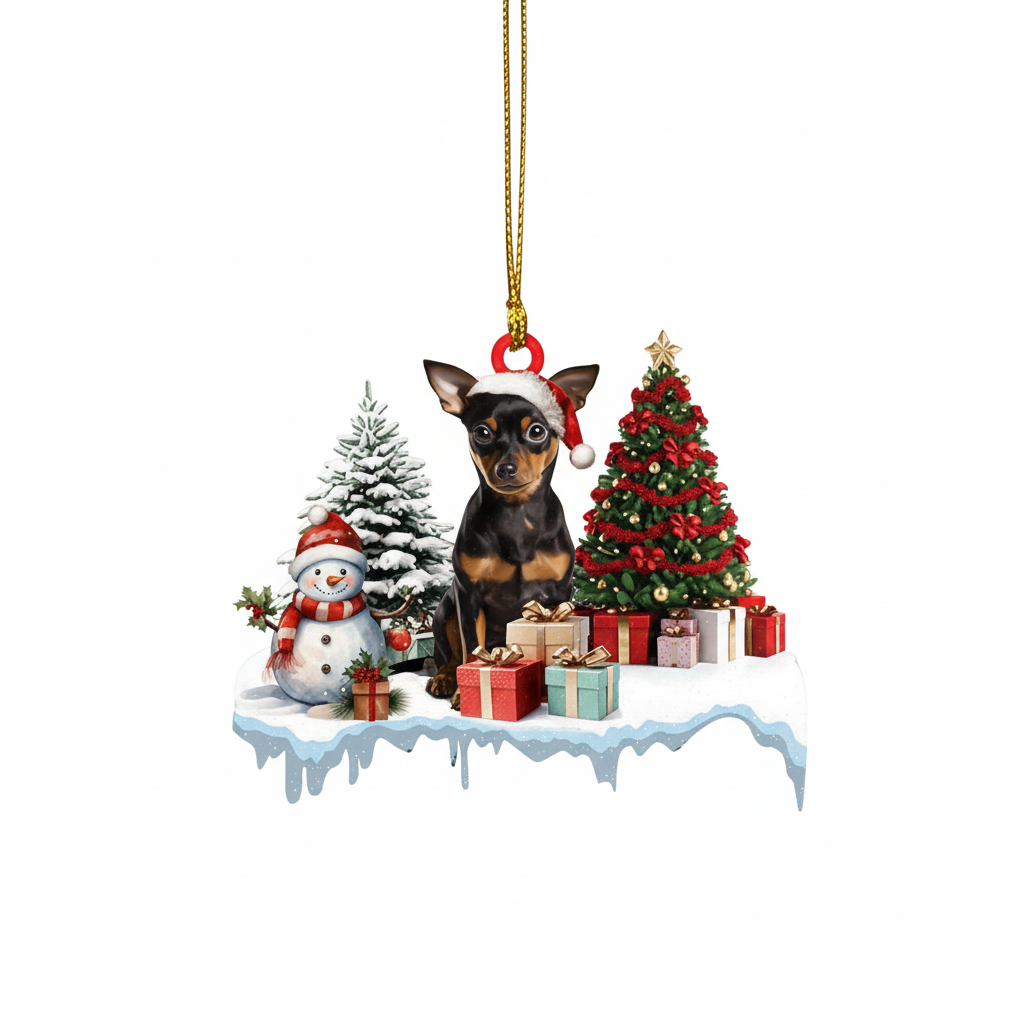 [2D FLAT ACRYLIC] Miniature Pinscher Christmas Ornament – 2D Holiday Keepsake for Dog Lovers