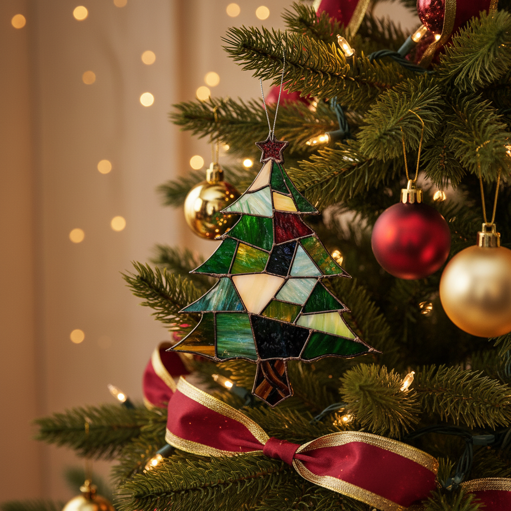 [2D FLAT ACRYLIC] Stained Glass Christmas Tree Pattern – Instant Digital Download for DIY Suncatcher