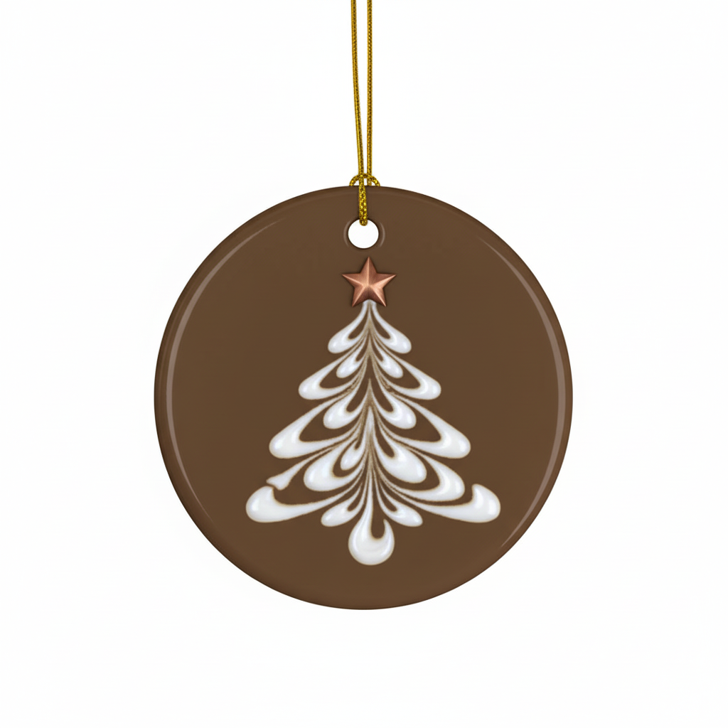 [2D FLAT ACRYLIC] Gingerbread Latte Art Ceramic Christmas Ornament – A Taste of Holiday Warmth