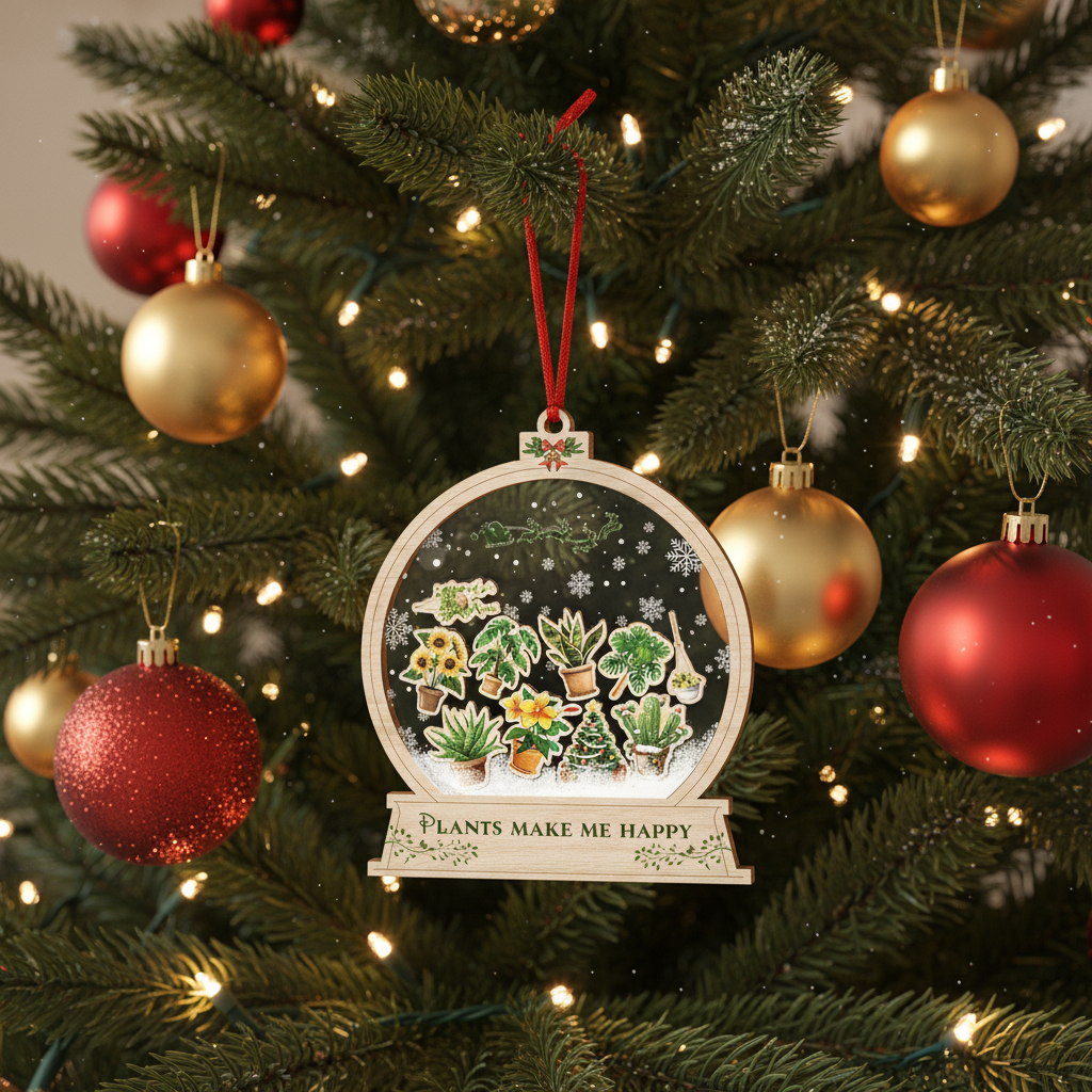 [2D FLAT ACRYLIC] Gardening Shaker Christmas Ornament 2025 – Unique Holiday Gift for Plant Lovers