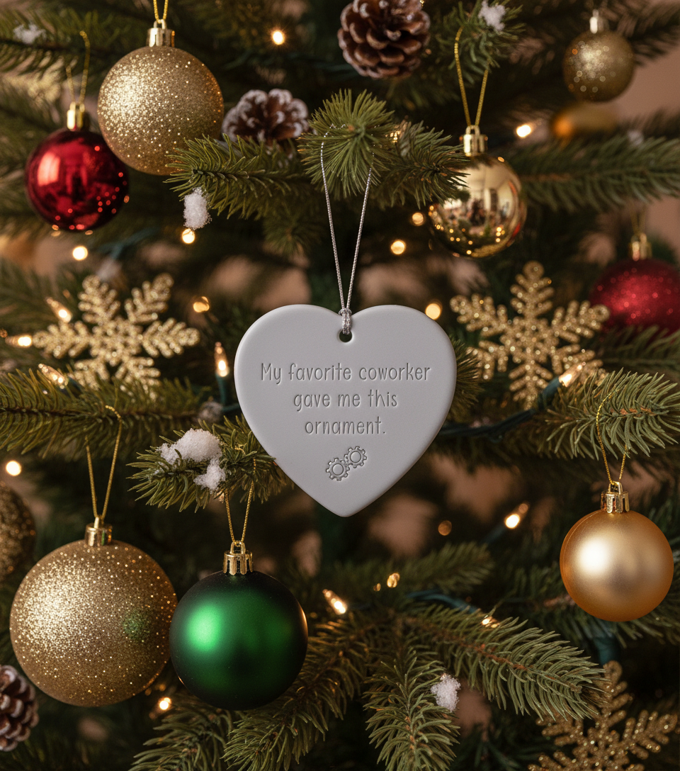 [2D FLAT ACRYLIC] Funny Coworker Gift Ornament – Heart-Shaped Ceramic Keepsake for Work Friends