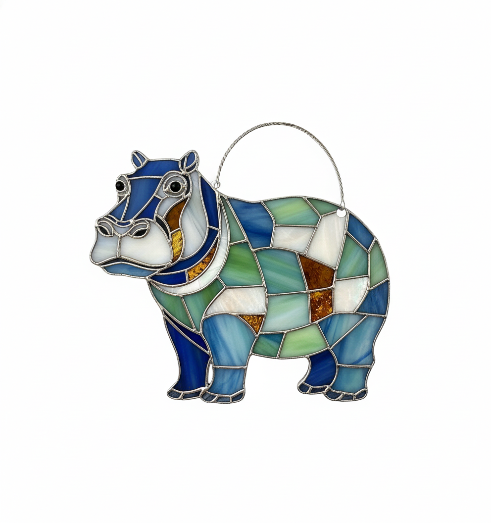 [2D FLAT ACRYLIC] Adorable Hippo Hanging Ornament – 2D Acrylic Gift for Hippo Lovers
