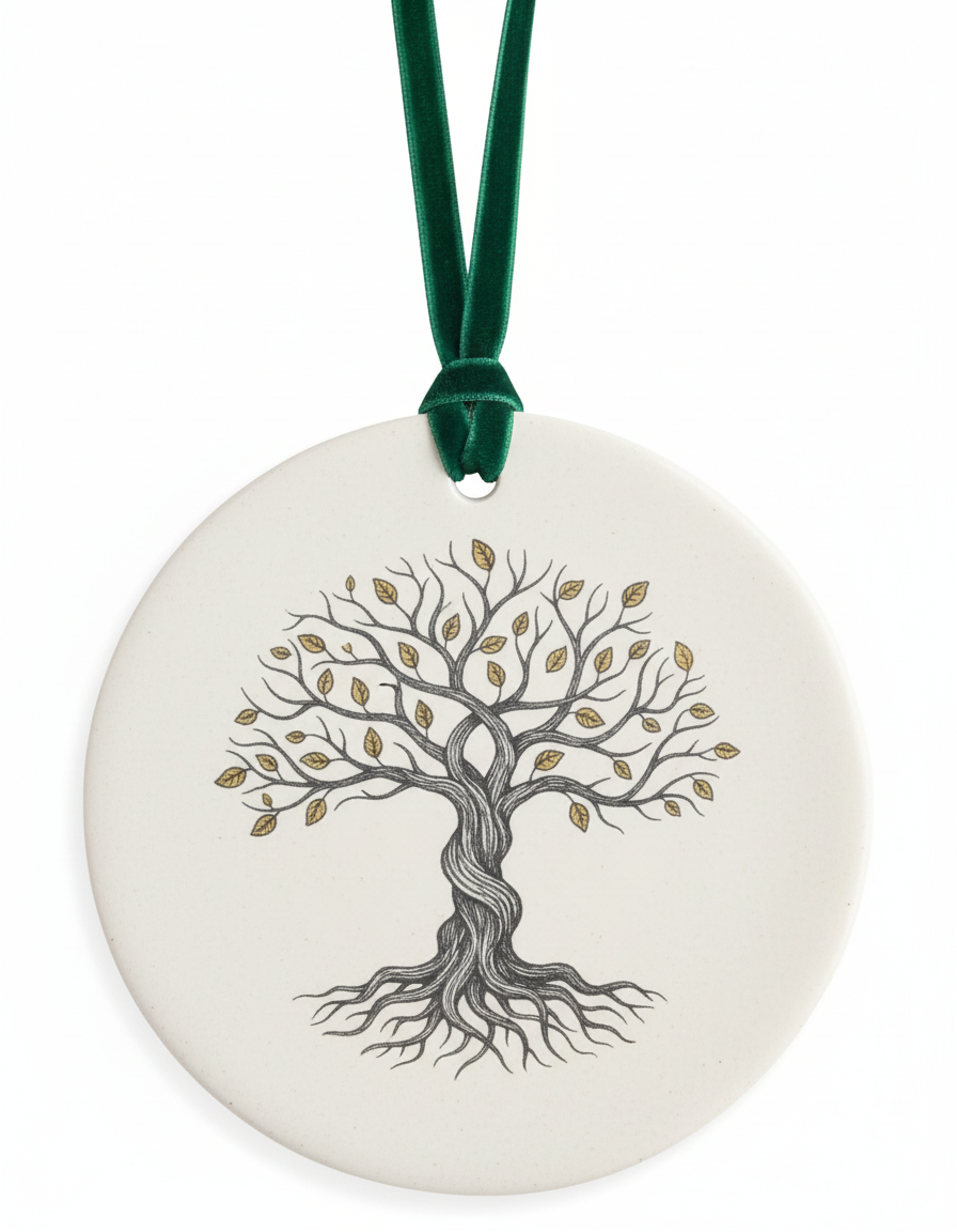 [2D FLAT ACRYLIC] Ceramic Tree of Life Ornament - Family Tree & Roots Keepsake Gift