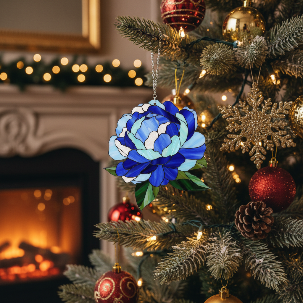 [2D FLAT ACRYLIC] Acrylic Peony Suncatcher Window Hanging – Floral Home Decor Gift for Mom