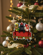 [2D FLAT ACRYLIC] Black French Bulldog Christmas Ornament | Frenchie Red Car Holiday Decor Gift
