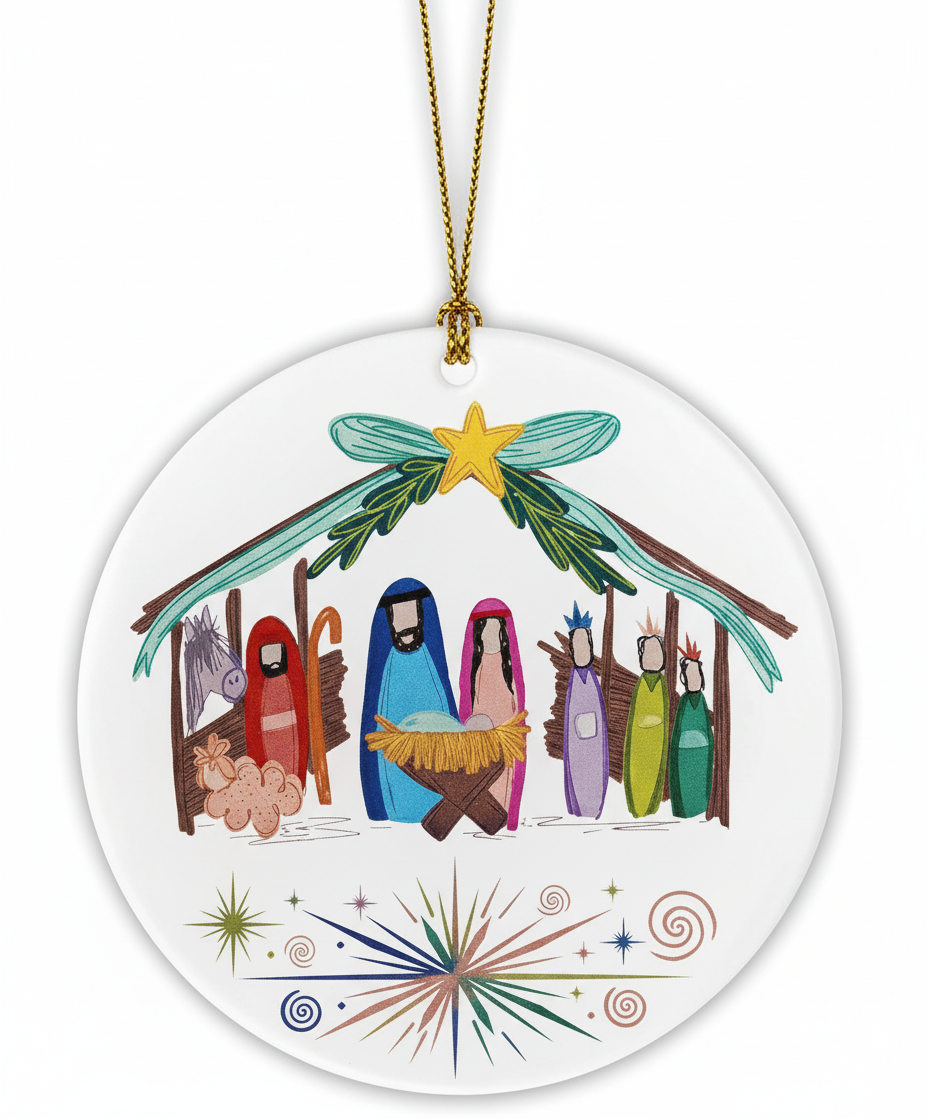[2D FLAT ACRYLIC] Holy Family Nativity Ornament 2025 – Christian Christmas Keepsake Gift
