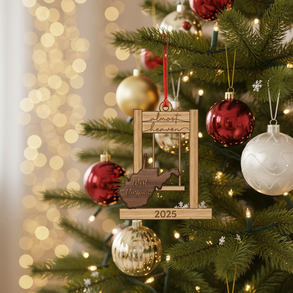 [2D FLAT ACRYLIC] Almost Heaven West Virginia Swing Ornament – Personalized Christmas Gift