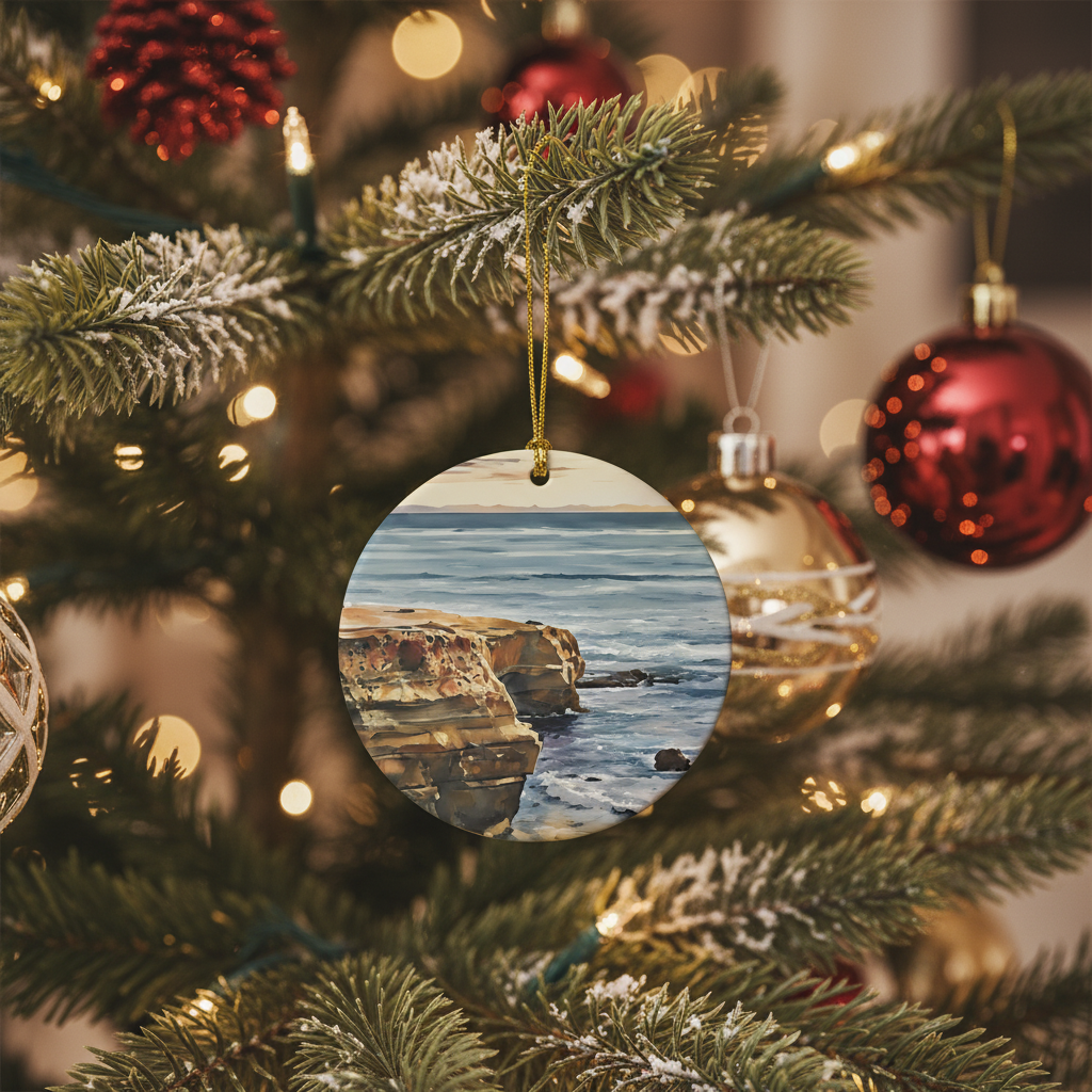 [2D FLAT ACRYLIC] Sunset Cliffs San Diego Ornament – Porcelain Travel Souvenir & Keepsake Gift