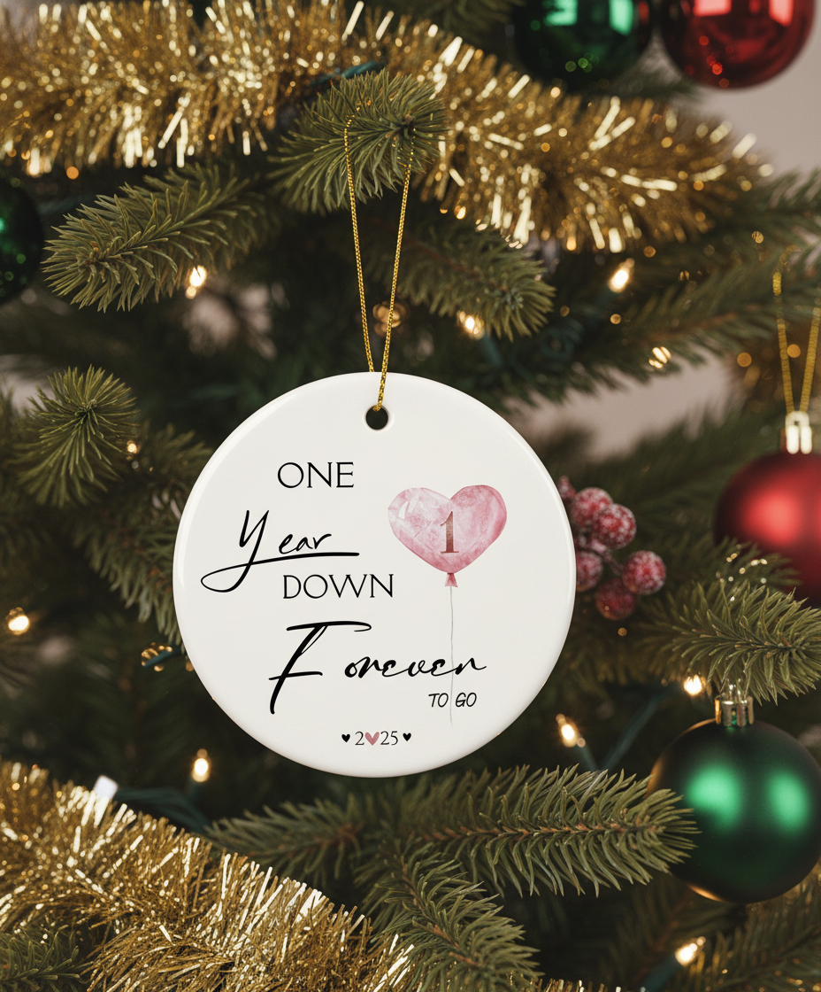 [2D FLAT ACRYLIC] 1st Wedding Anniversary Ornament 2025 – Elegant Ceramic Keepsake Gift for Couples