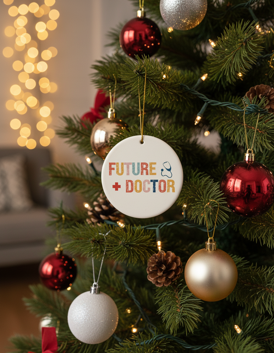 [2D FLAT ACRYLIC] Doctor Christmas Ornament – Ceramic Keepsake Gift for Medical Professionals