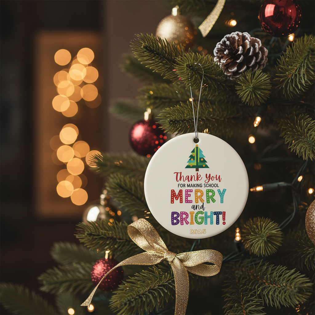 [2D FLAT ACRYLIC] Teacher Appreciation Ornament 2025 – Heartfelt Ceramic Christmas Keepsake