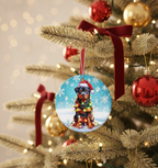 [2D FLAT ACRYLIC] Charming Rottweiler Christmas Ornament | Ceramic Holiday Decor & Dog Lover Gift